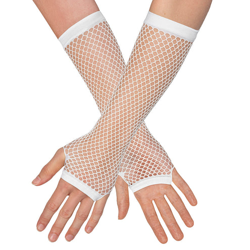 Boland Lange witte mesh handschoenen dames (elleboog)