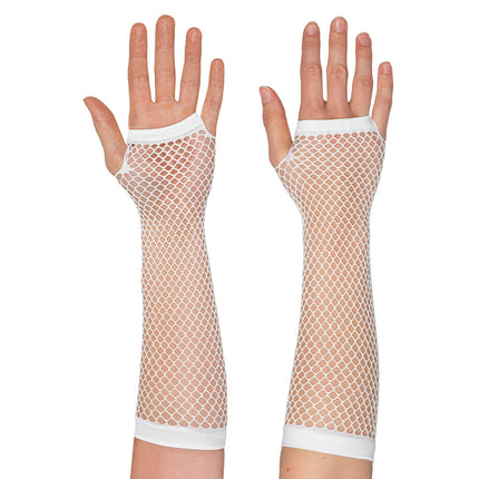 Boland Lange witte mesh handschoenen dames (elleboog)