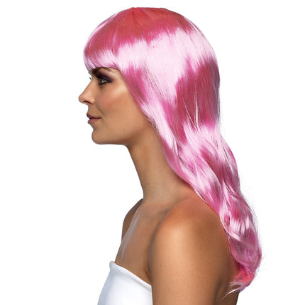 Boland Licht roze pruik lang golvend haar Chique