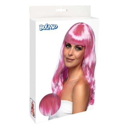 Boland Licht roze pruik lang golvend haar Chique