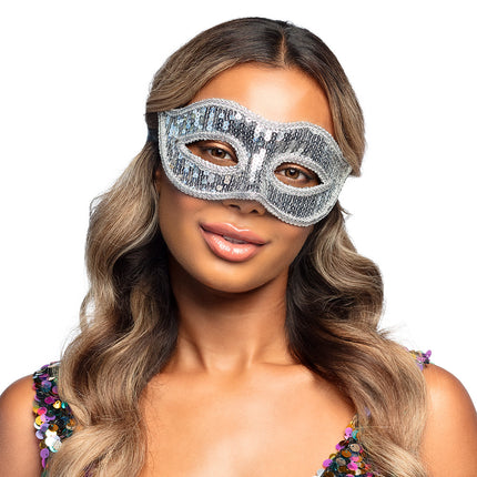 Boland Masker Venice pailletten zilver
