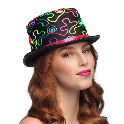 Boland Neon hoge hoed disco Colour fun