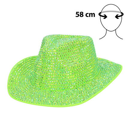 Boland Neongroene cowboyhoed Aurora (UV western hoed)