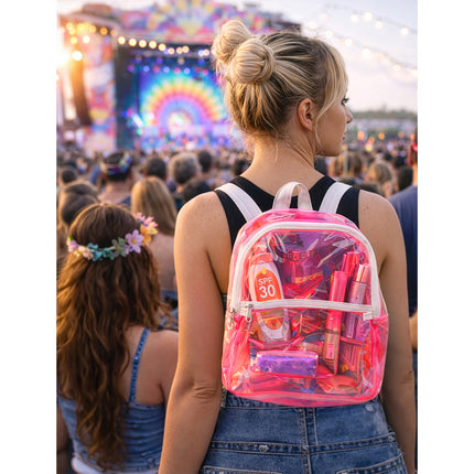 Boland Neonroze transparante rugzak Clarity (festival)