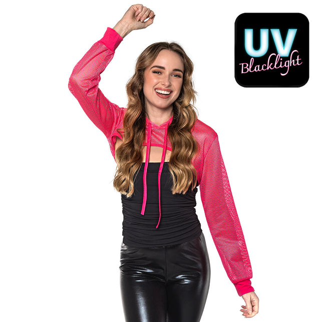 Boland Neonroze visnet bolero dames (UV, maat M)