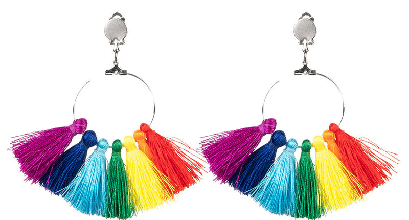 Boland Paar oorbellen Regenboogkwastjes