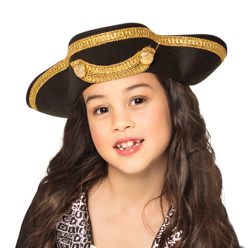 Boland Piratenhoed zwart goud kind driesteek