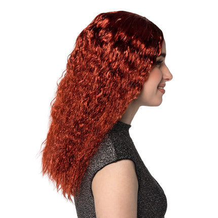 Vuurrode pruik met lang haar