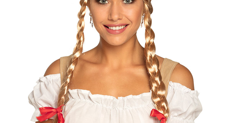 Boland Pruik Heidi blond met staartjes