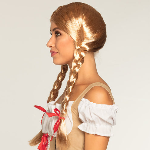 Boland Pruik Heidi blond met staartjes
