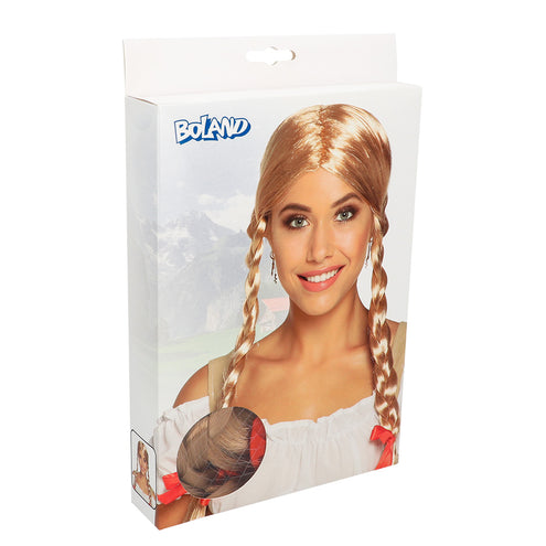 Boland Pruik Heidi blond met staartjes