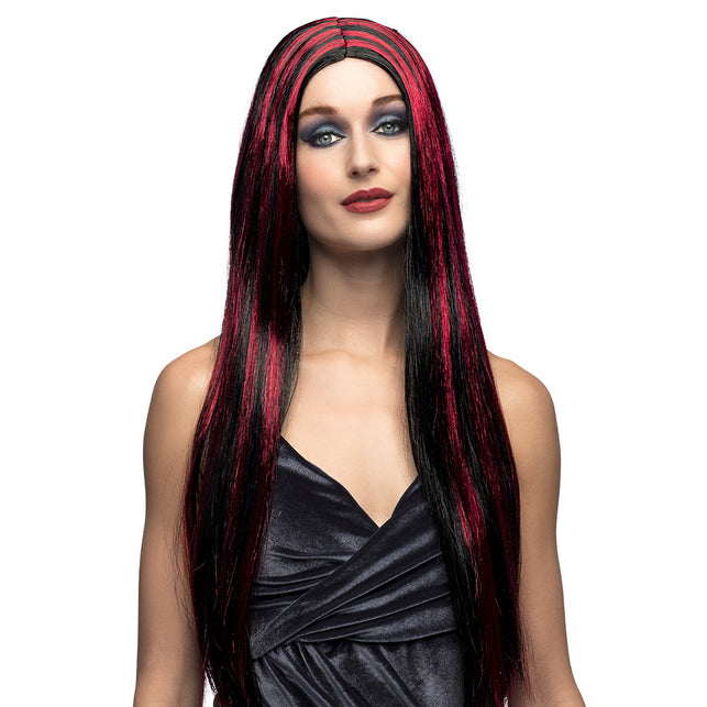 Boland Pruik Heks Iona zwart rood