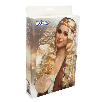 Boland Pruik Hippie blond lang haar