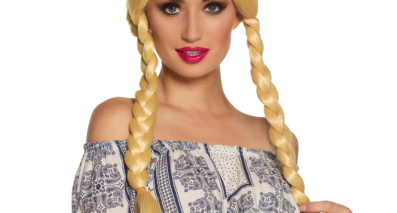Boland Pruik Natascha blond met vlechten