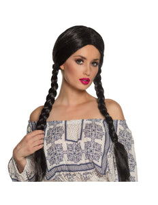 Boland Pruik Natascha zwart met vlechten