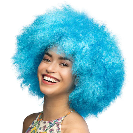 Boland Pruik Sugar afro neon blauw