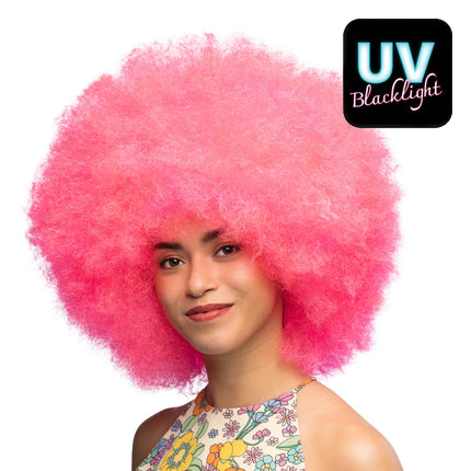 Boland Pruik Sugar afro neon roze