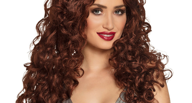 Boland Pruik Veronica bruine krullen