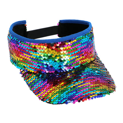 Boland Regenboog zonneklep glitter pailletten