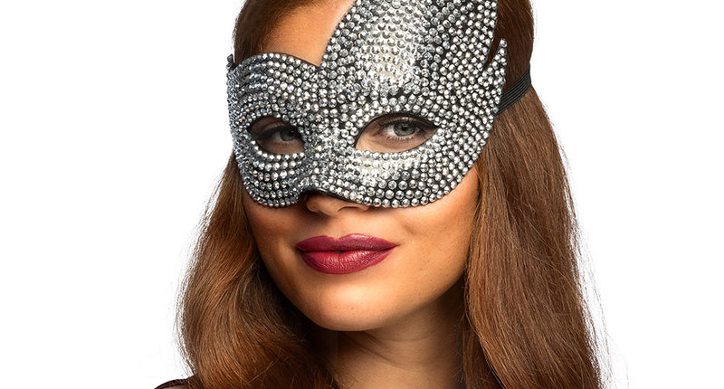 Boland Rhinestone diva oogmasker zilver