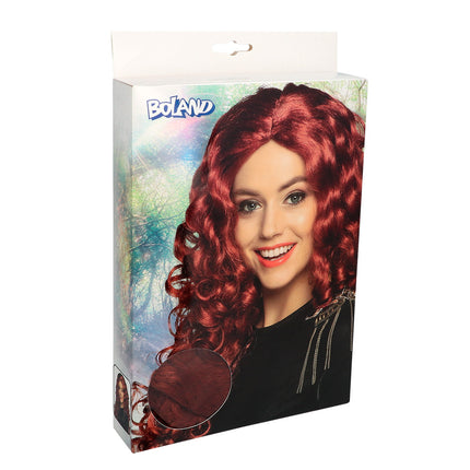 Boland Rode krullen pruik Mylene Bordeaux