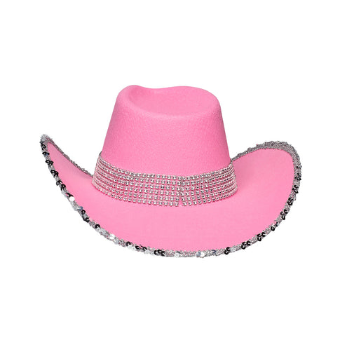 Boland Roze cowboyhoed met glitters