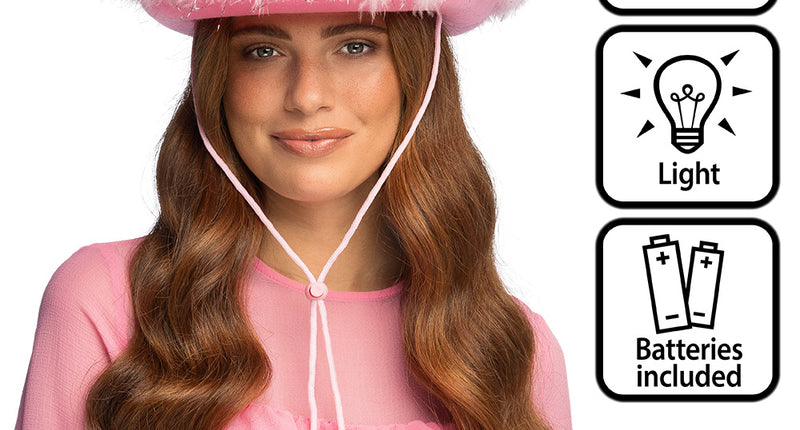 Boland Roze LED hoed Blush bandit (met verlichting)