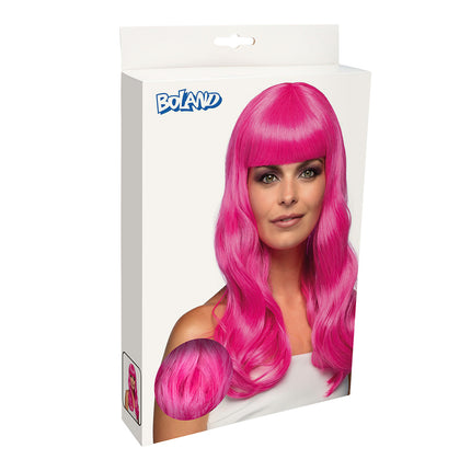 Boland Roze pruik lang golvend haar Chique icy