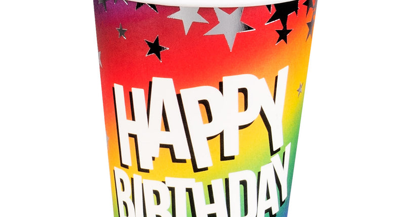 Boland Set 10 papieren bekertjes Rainbow 'Happy birthday'