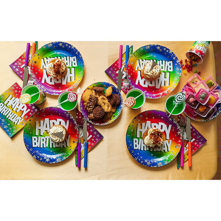 Boland Set 10 papieren bekertjes Rainbow 'Happy birthday'