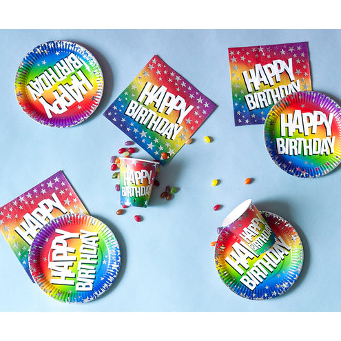 Boland Set 10 papieren bekertjes Rainbow 'Happy birthday'