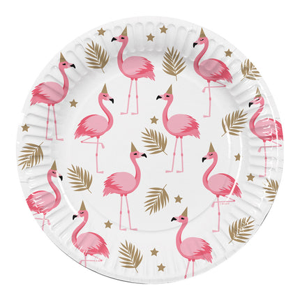 Boland Set 10 papieren bordjes Flamingo