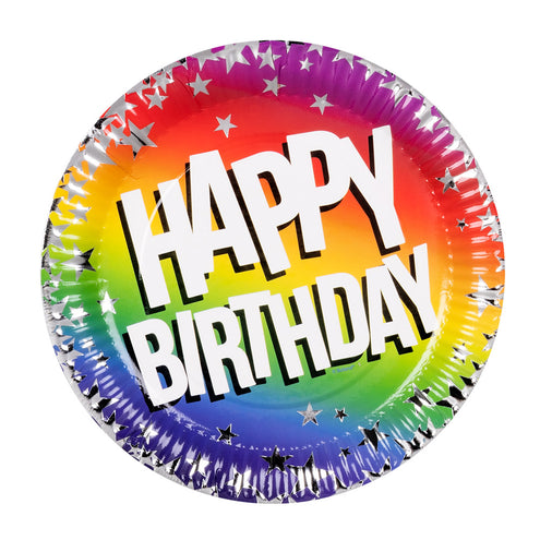 Boland Set 10 papieren bordjes Rainbow 'Happy birthday'