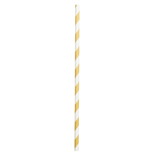 Boland Set 20 papieren rietjes wit/goud