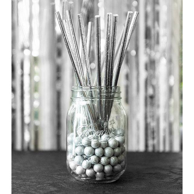 Boland Set 20 papieren rietjes zilver