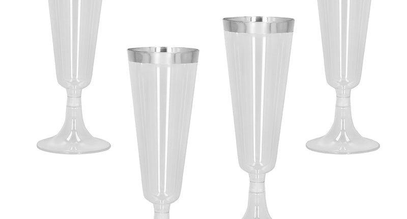 Boland Set 4 sparkling plastic flutes zilver bekers