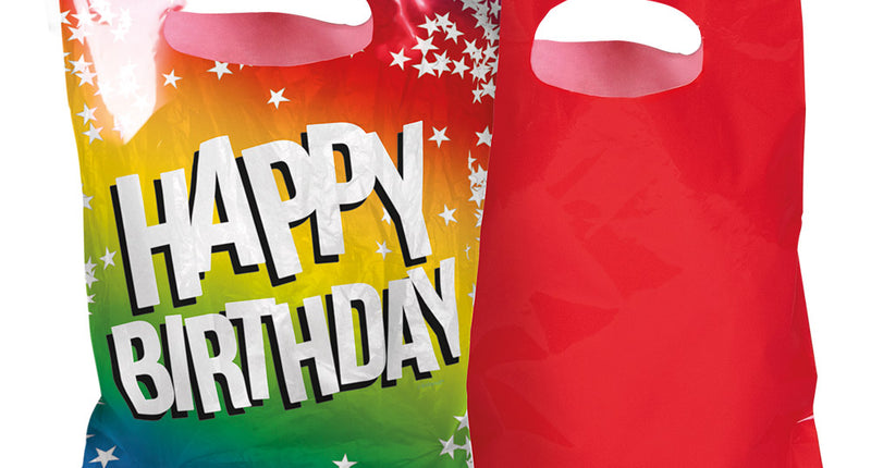 Boland Set 6 PE feestzakjes Rainbow 'Happy birthday'