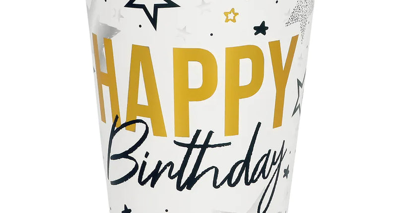 Boland Set 8 papieren bekertjes 'Happy birthday'
