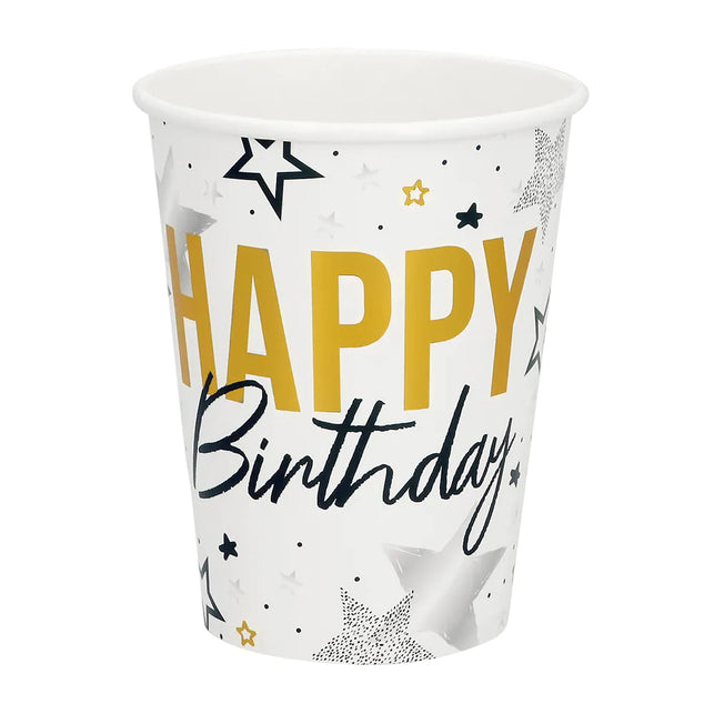 Boland Set 8 papieren bekertjes 'Happy birthday'