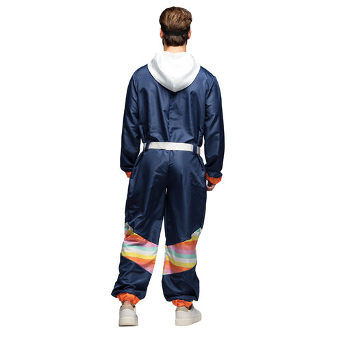 Boland Skipak Snow Dude - Blauw Retro Skipak Heren met Partybril | Jaren 80 Foute Kleding