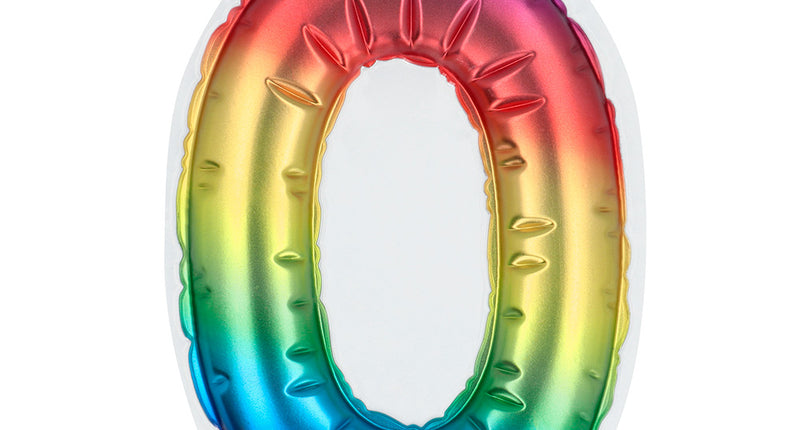 Boland Sticker Folieballon '0' regenboog