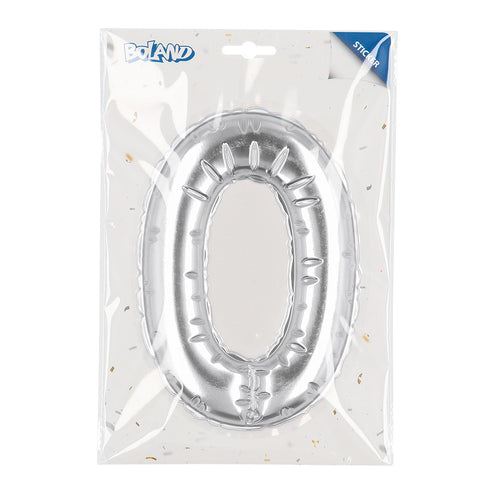 Boland Sticker Folieballon '0' zilver