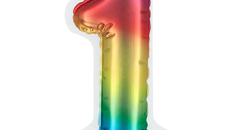 Boland Sticker Folieballon '1' regenboog