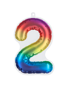 Boland Sticker Folieballon '2' regenboog