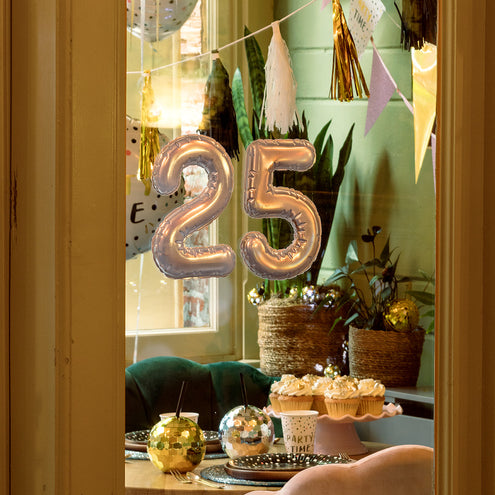 Boland Sticker Folieballon '2' zilver