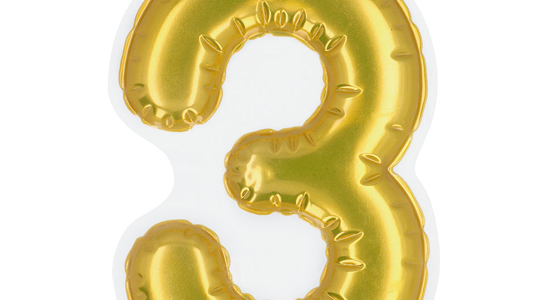 Boland Sticker Folieballon '3' goud