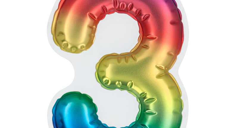 Boland Sticker Folieballon '3' regenboog