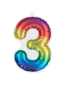 Boland Sticker Folieballon '3' regenboog