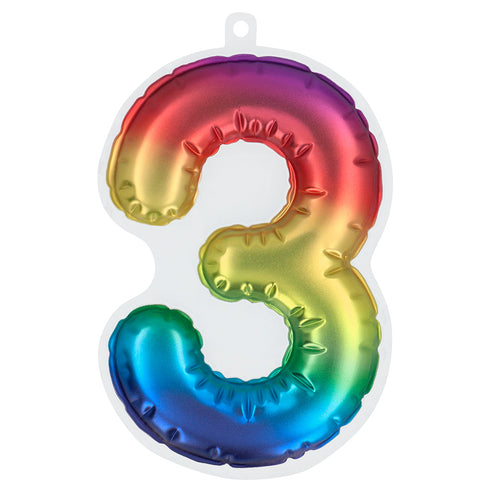 Boland Sticker Folieballon '3' regenboog