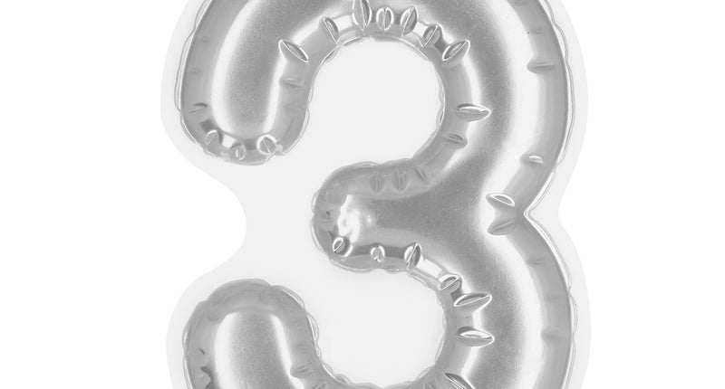 Boland Sticker Folieballon '3' zilver